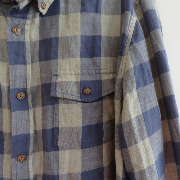 MARINE LAYER Buffalo Plaid Check Cotton Shirt in Green Blue Casual Men's Size L - Picture 7 of 15